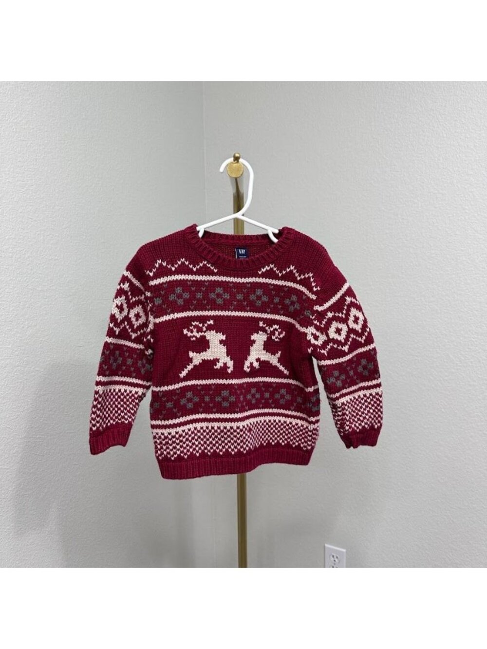 VTG Baby Gap Fair Isle Reindeer Knit Christmas Sweater Holiday Toddler Size 2